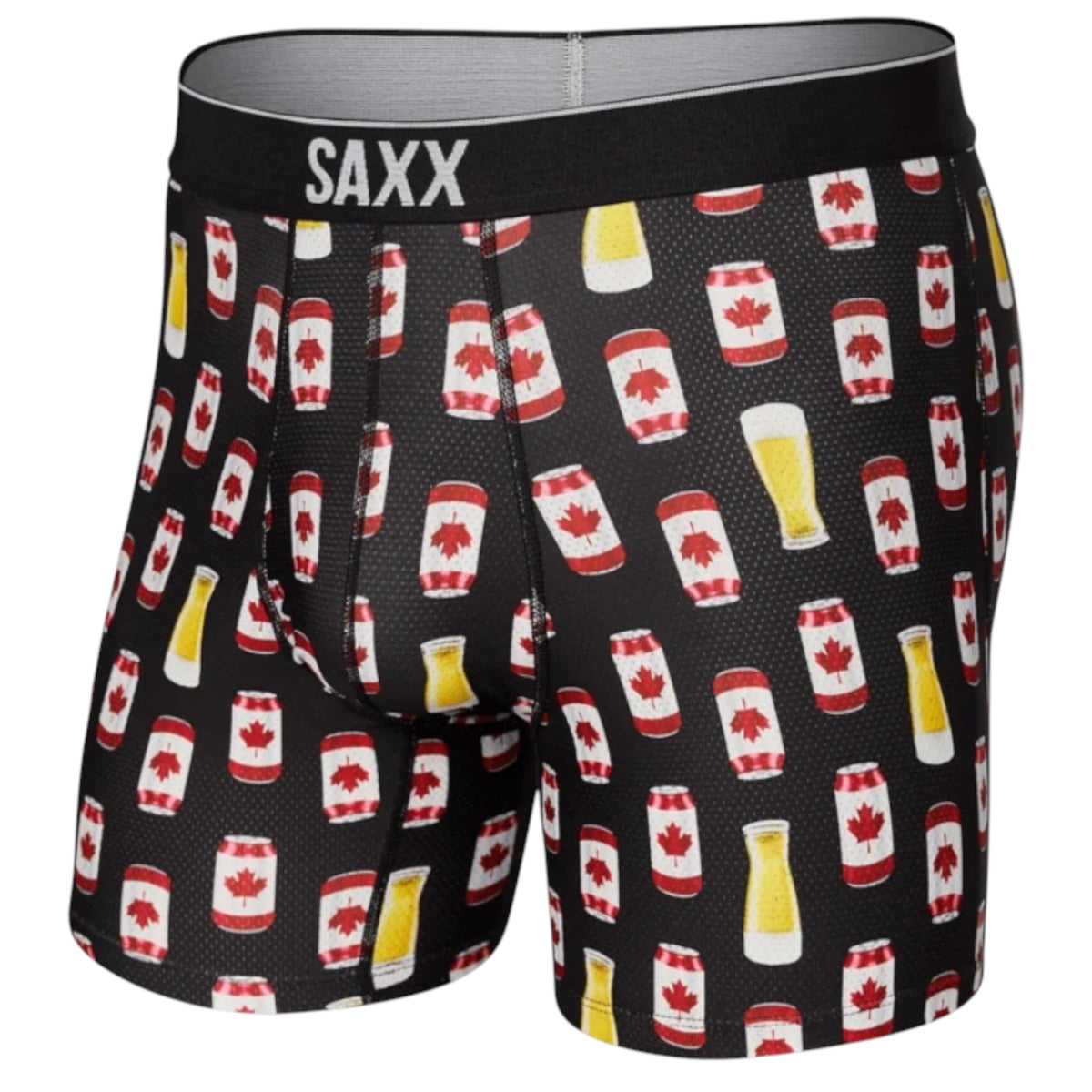 SAXX VOLT BREATHABLE MESH BOXER BRIEF CHEERS CANADA BLACK