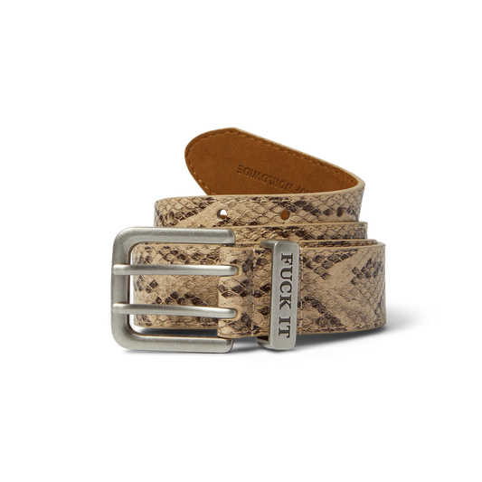 HUF FUCK IT SNAKESKIN BELT BROWN