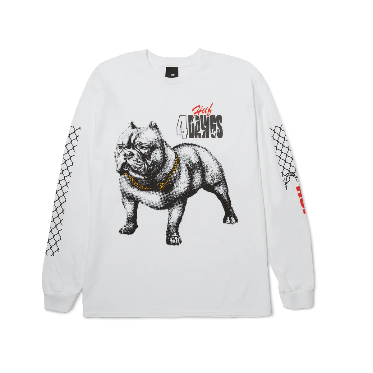 HUF 4 THE DAWGS LS TEE WHITE