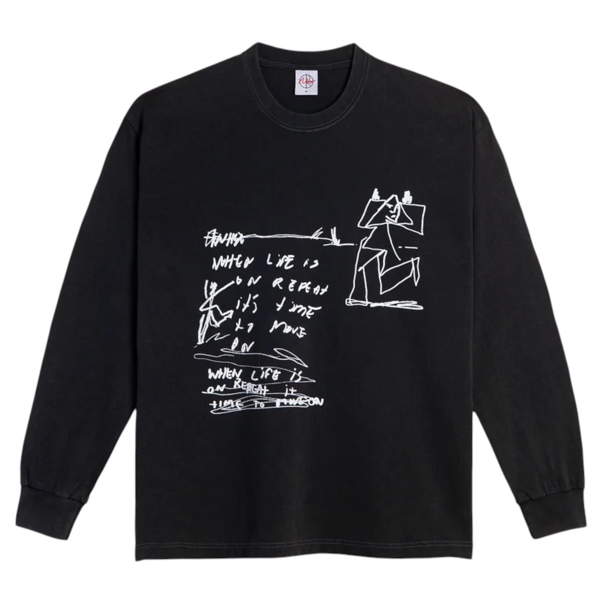POLAR ON REPEAT SILVER BLACK LONG SLEEVE TEE