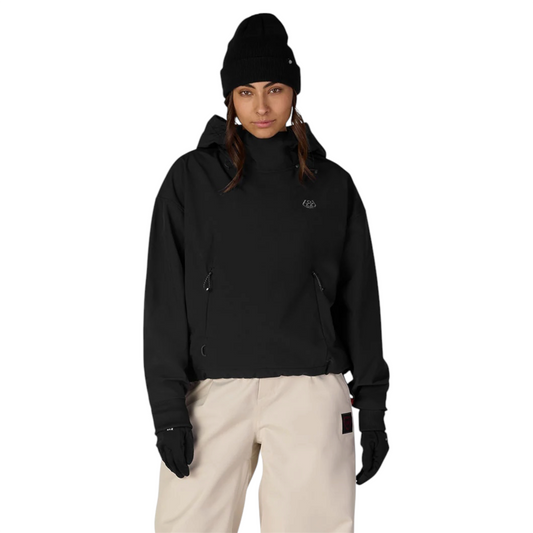 686 WOMENS WATERPROOF TEAM CROP HOODY BLACK