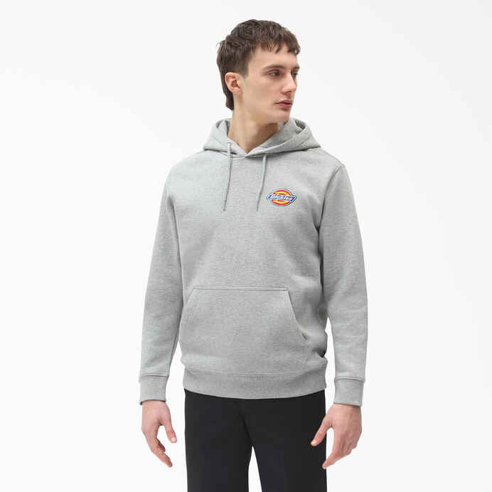 DICKIES FLEECE EMBROIDERED CHEST LOGO HOODIE HEATHER GREY