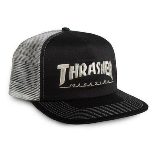 THRASHER EMBROIDERED LOGO MESH CAP BLACK/GREY