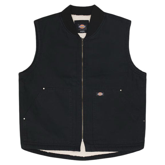 DICKIES DUCK LINED VEST STONEWASHED BLACK