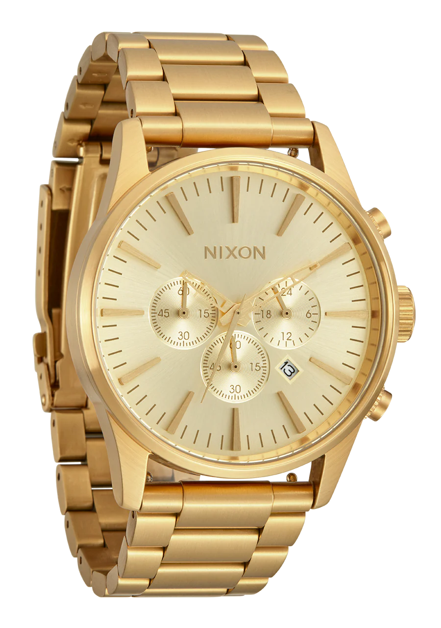 NIXON SENTRY CHRONO WATCH ALL GOLD