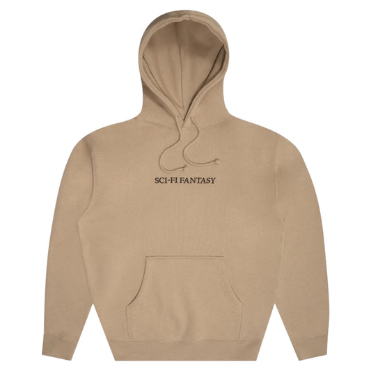 SCI FI FANTASY LOGO HOODED FLEECE STONE