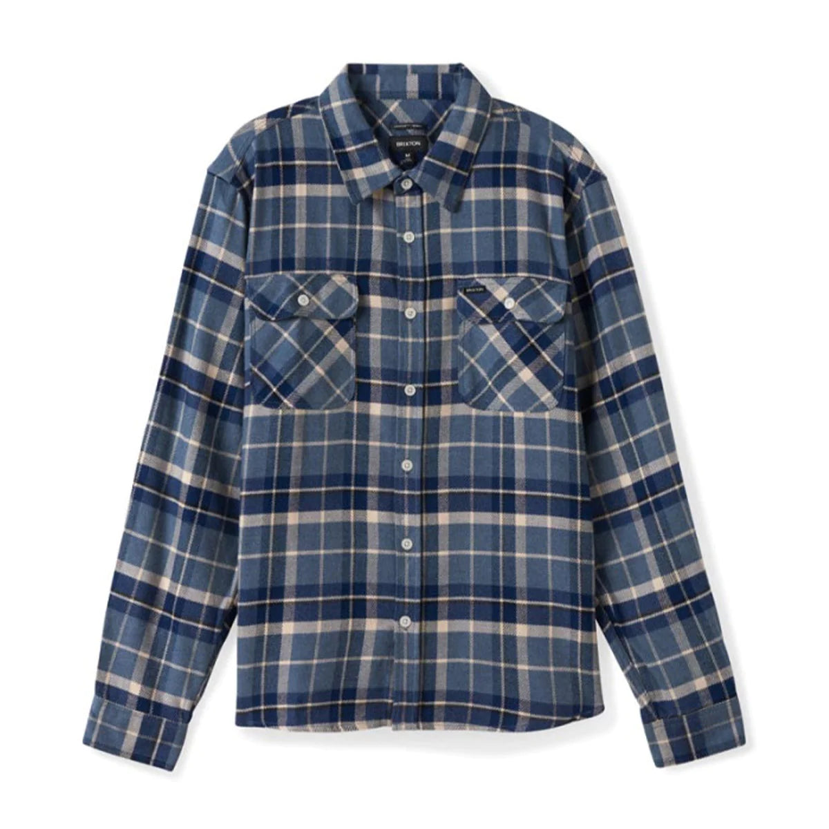 BRIXTON BOWERY LONGSLEEVE FLANNEL FLINT BLUE/TWILIGHT BLUE/BEIGE