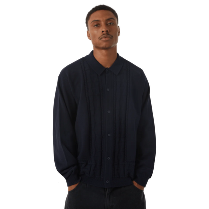 HUF TOWNER LONGSLEEVE KNIT TOP NAVY