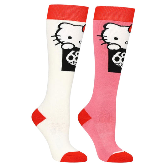 686 HELLO KITTY SOCKS 2PK WHITE GERANIUM PINK