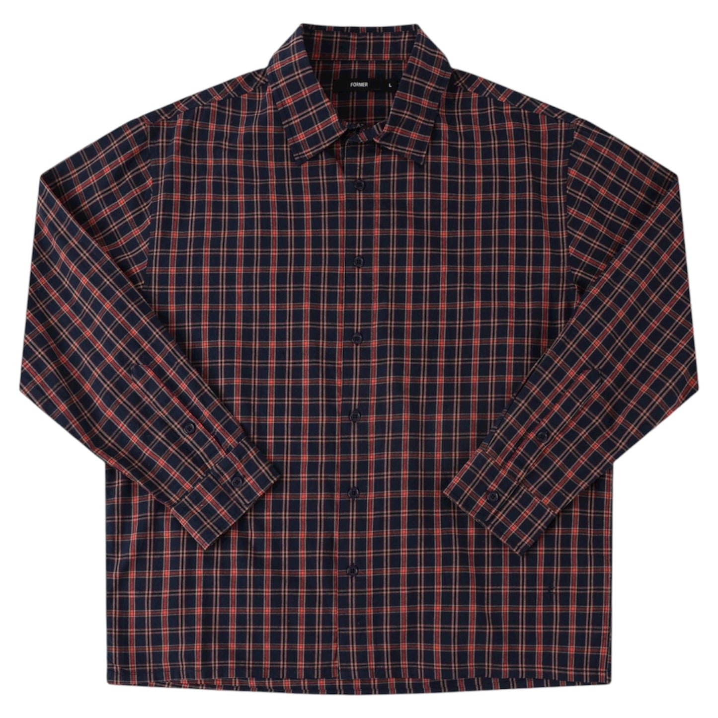 FORMER VIVIAN CHECK LONG SLEEVE NAVY