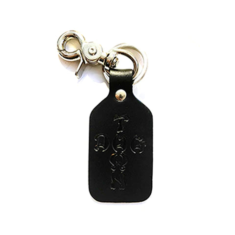 DOGTOWN CROSS LETTERS LEATHER CLIP KEYCHAIN BLACK