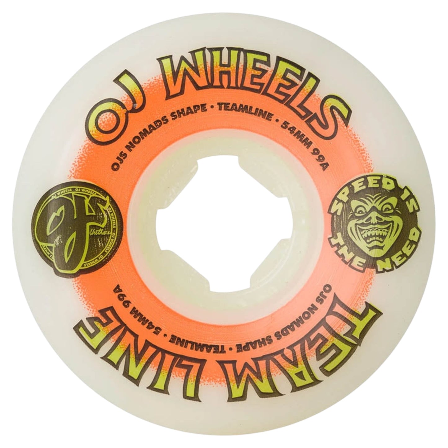 OJ WHEELS TEAM LINE ORIGINAL WHITE GREEN ORANGE NOMADS 99A