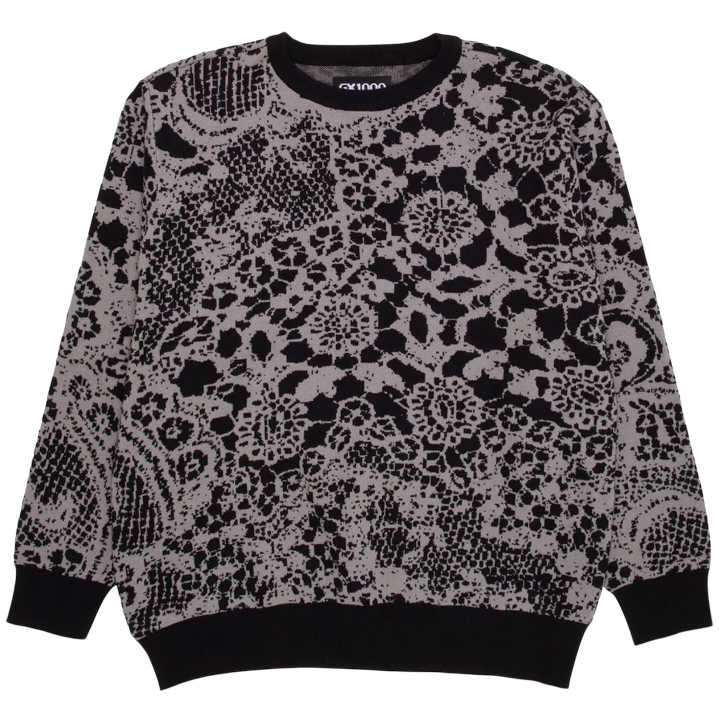 GX1000 JACQUARD KNIT SWEATER LACED GREY BLACK