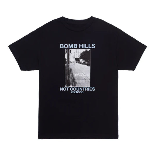 GX1000 BOMB HILLS NOT COUNTRIES TEE BLACK/POWDER BLUE