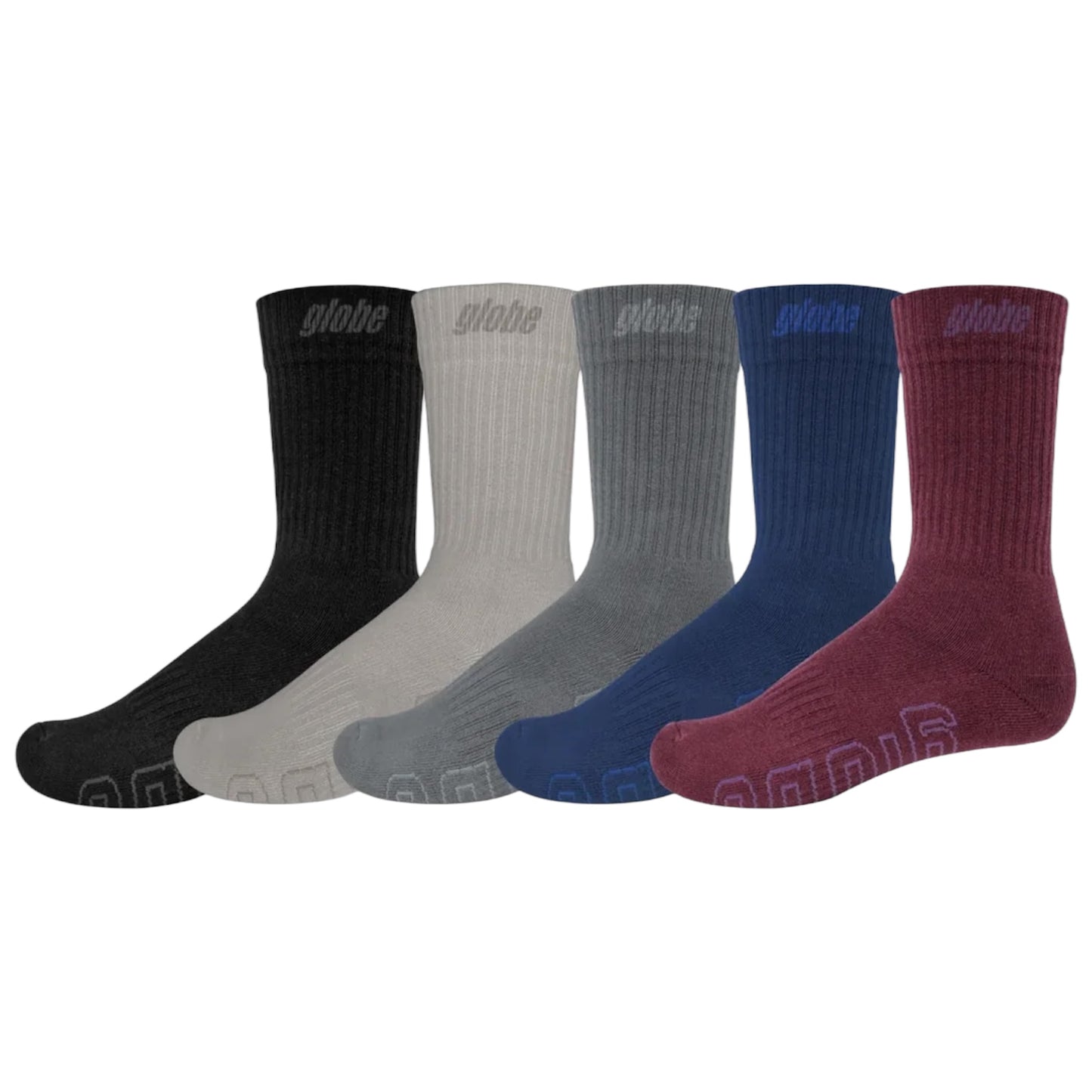 GLOBE IMPACT HI CREW SOCK 5 PACK ASSORTED