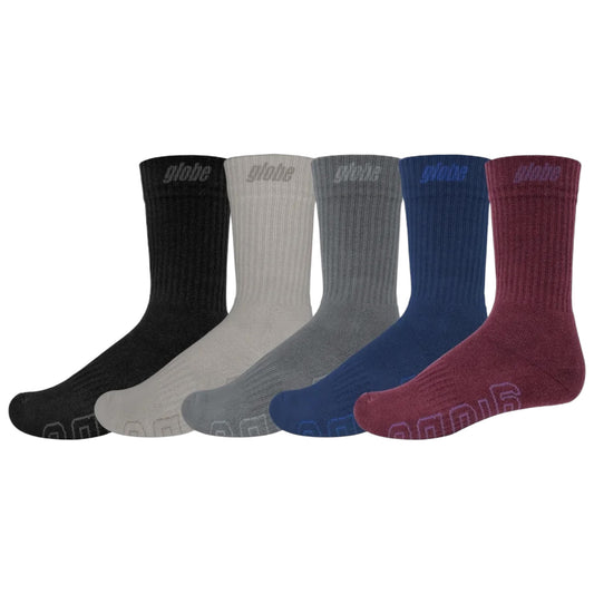 GLOBE IMPACT HI CREW SOCK 5 PACK ASSORTED