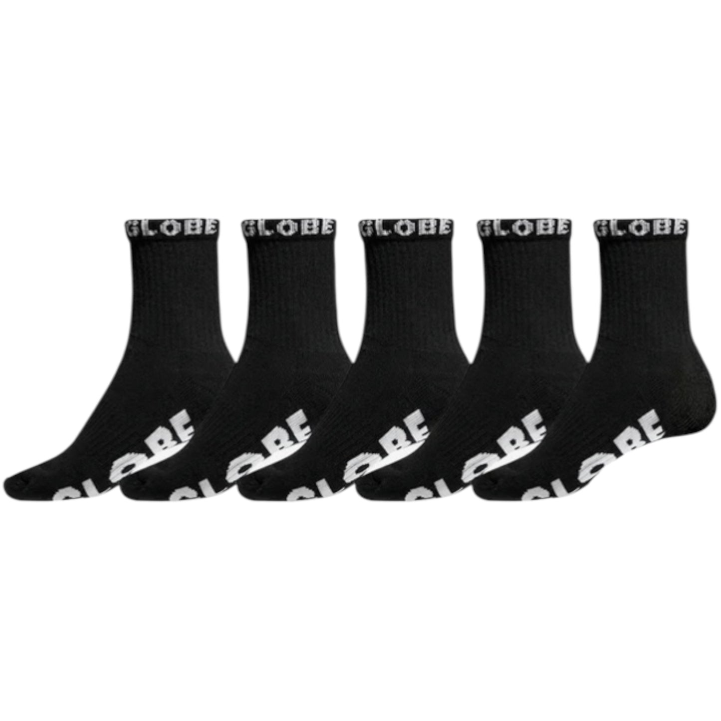 GLOBE BLACKOUT QUARTER SOCK 5 PACK BLACK BLACK