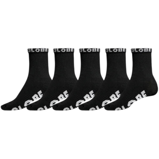 GLOBE BLACKOUT QUARTER SOCK 5 PACK BLACK BLACK