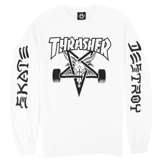 THRASHER GOAT DESTROY LONG SLEEVE WHITE