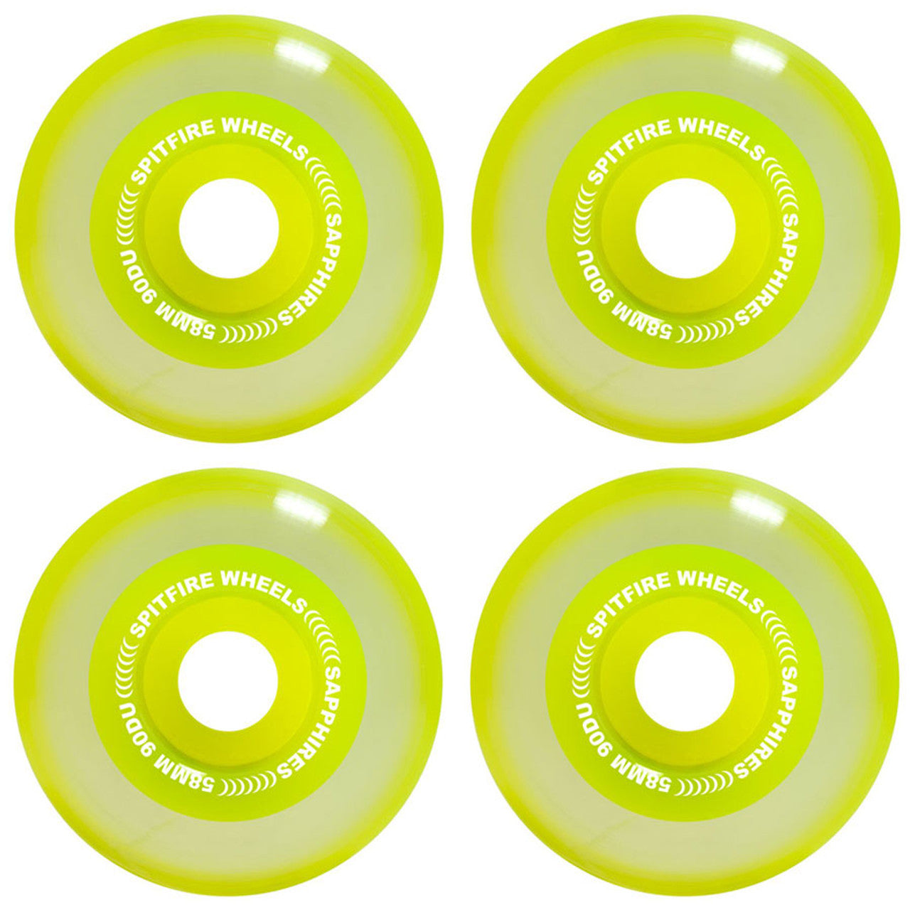 SPITFIRE SAPPHIRES 90A NEON YELLOW WHEELS 58MM