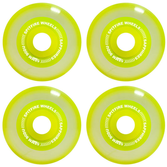 SPITFIRE SAPPHIRES 90A NEON YELLOW WHEELS 58MM