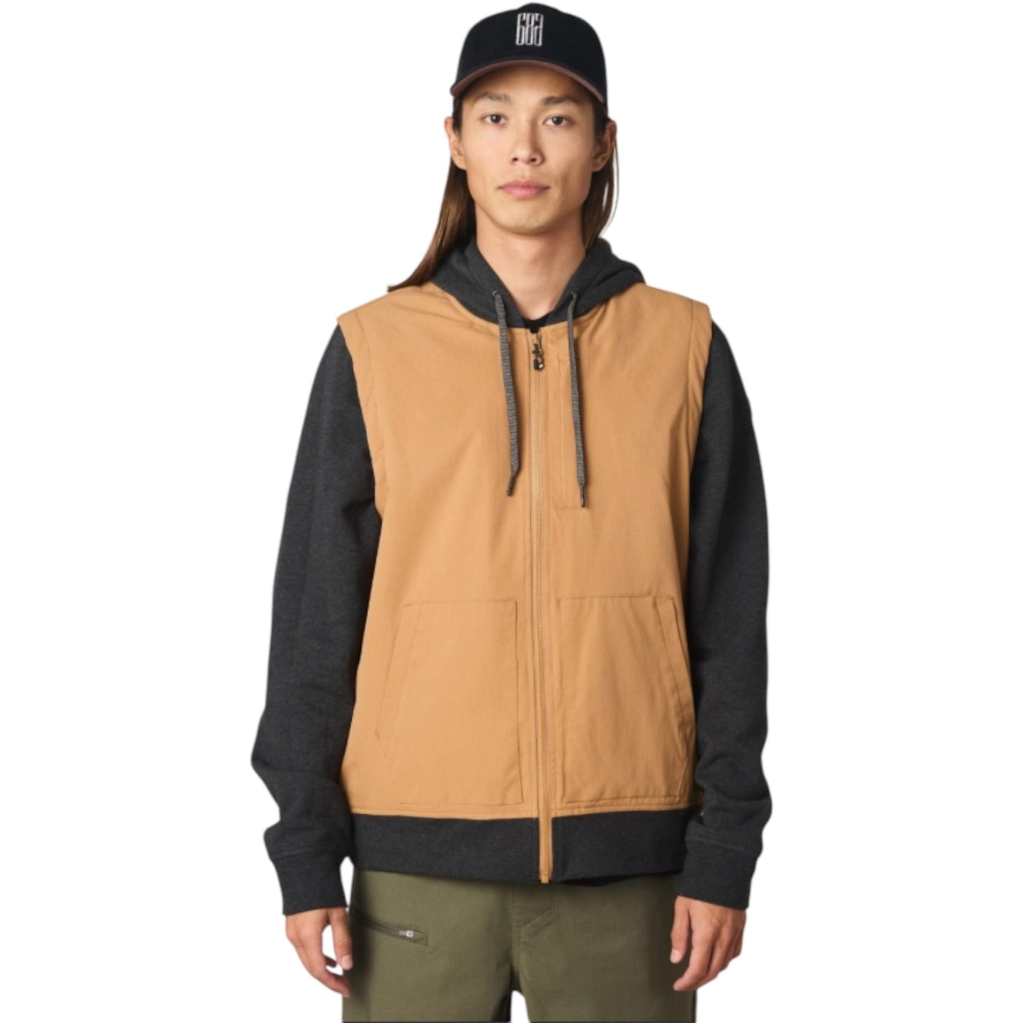 686 MERGE QUILTED HOODIE HEATHER CHARCOAL CARAMEL