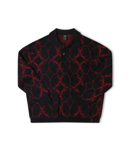 FORMER COIL KNIT LONGSLEEVE POLO BLACK BLOOD