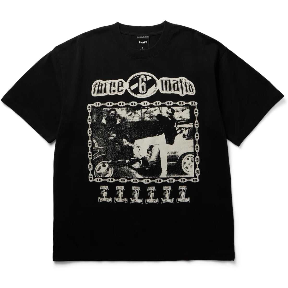 HUF THREE 6 MAFIA MOST KNOWN UNKNOWN TEE WASHED BLACK