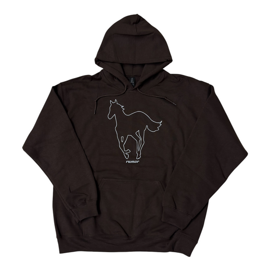 RUMOR WHITE HORSE HOODIE CHOCOLATE BROWN WHITE
