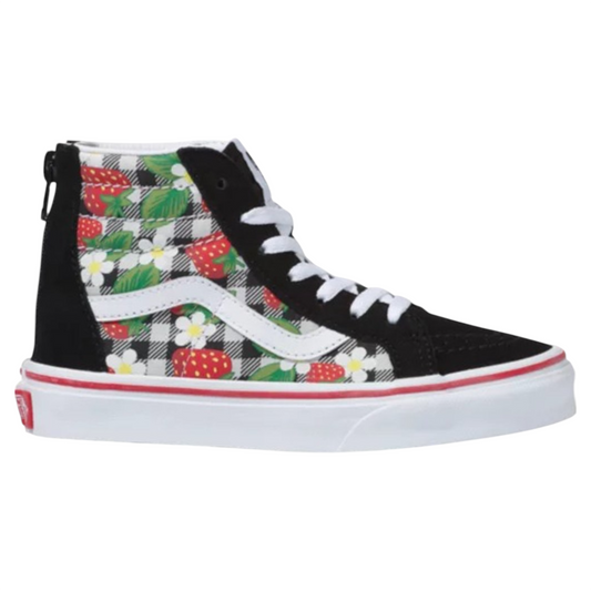 VANS TODDLERS SKATE HIGH ZIP SHOE STRAWBERRY GINGHAM