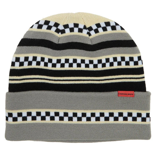 CORDUROY CHECKSTRIPE BEANIE STONE GREY