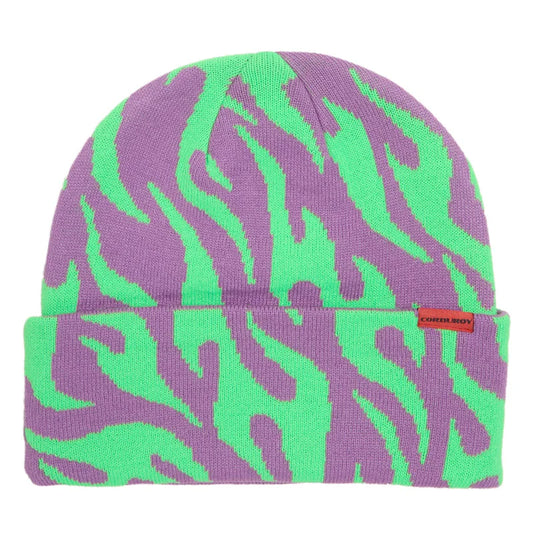 CORDUROY TRIBAL FLAMES BEANIE LAVENDER