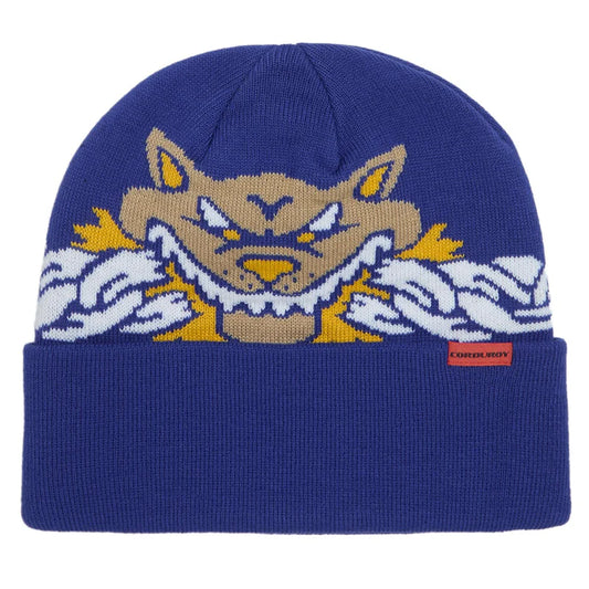 CORDUROY KEEP OUT BEANIE COBALT