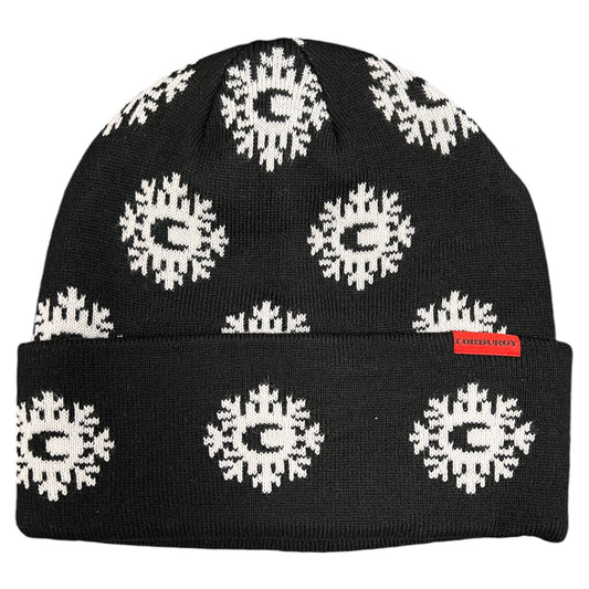 CORDUROY MONOGRAM BEANIE BLACK