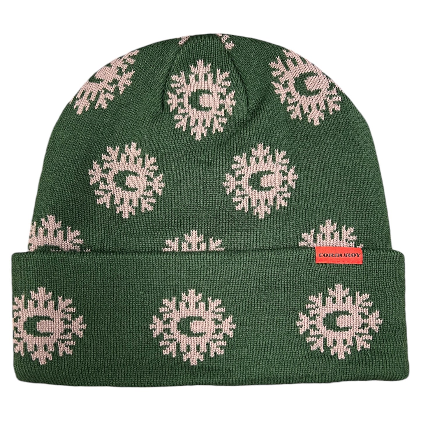 CORDUROY MONOGRAM BEANIE EVERGREEN