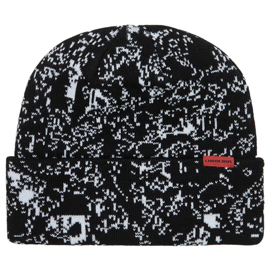 CORDUROY CELL CAMO BEANIE BLACK