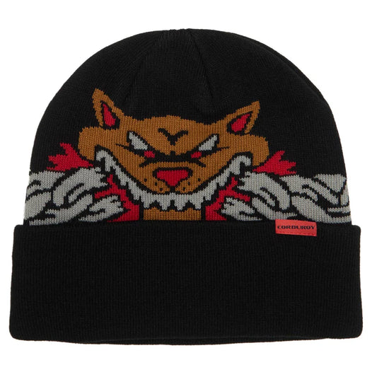 CORDUROY KEEP OUT BEANIE BLACK