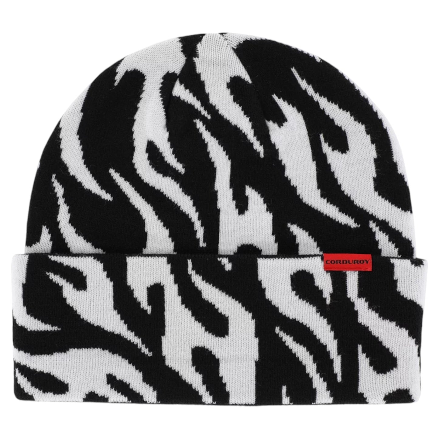 CORDUROY TRIBAL FLAMES BEANIE BLACK