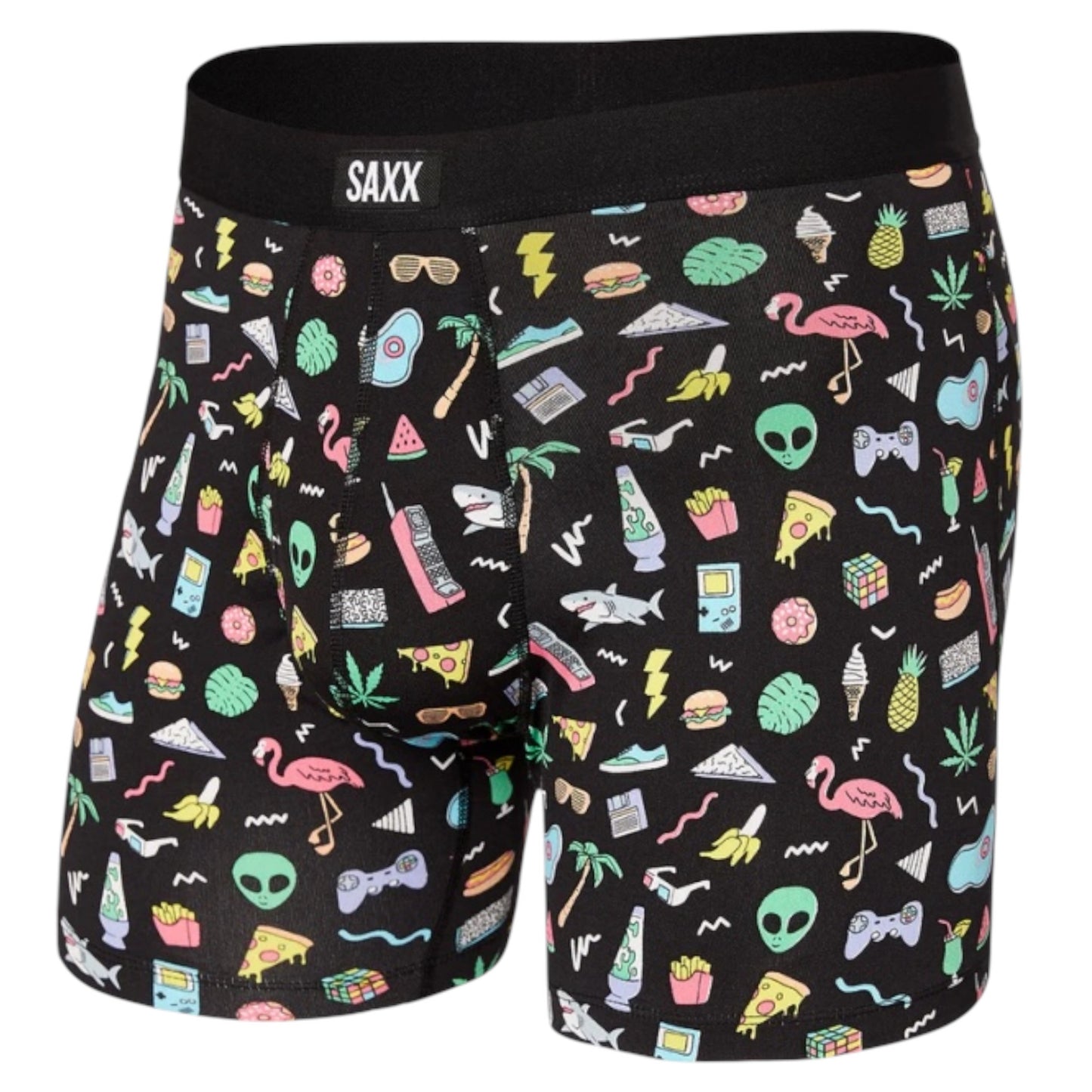 SAXX DAYTRIPPER COMFORT STRETCH BOXER BRIEF FLY FUN BITS-BLACK