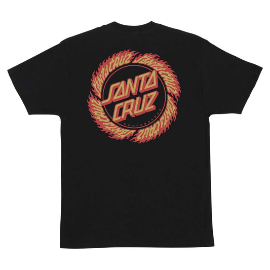 SANTA CRUZ FLAME RINGED DOT TEE BLACK