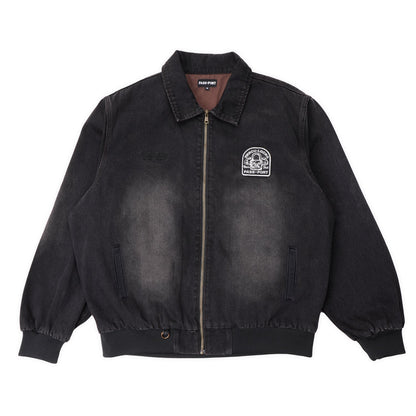 PASSPORT HERCU-LOCKS RECYCLED DENIM FREIGHT JACKET WASHED BLACK