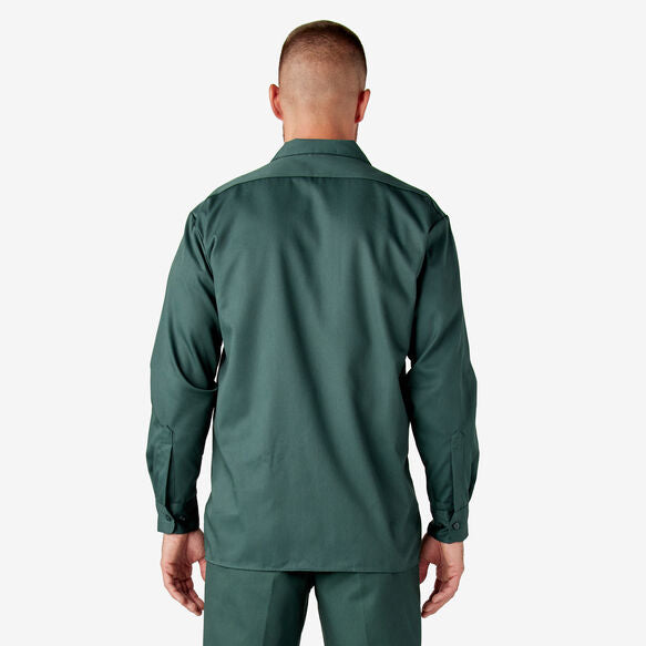 DICKIES LONGSLEEVE TWILL WORK SHIRT HUNTER GREEN