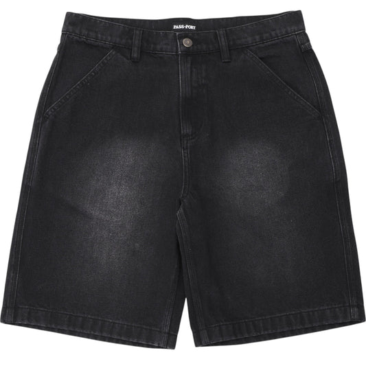 PASSPORT RECYCLED COTTON WORKERS CLUB JEAN SHORTS WASHED BLACK