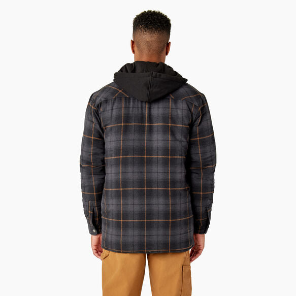 DICKIES CHEMISE EN FLANELLE À CAPUCHE POLAIRE VESTE HYDROSHIELD NOIR CHARBON OMBRE PLAID