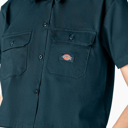 DICKIES SHORT SLEEVE CROP WORK SHIRT REFLECTING POND