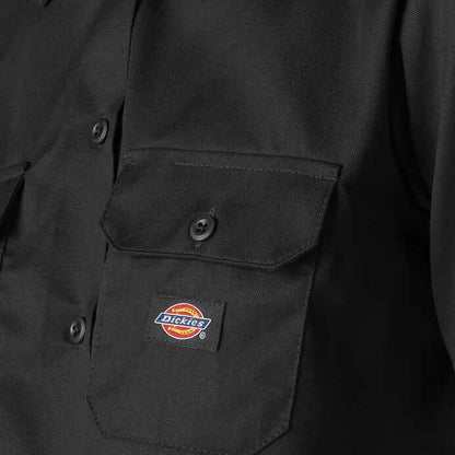 DICKIES TWILL SHORT SLEEVE CROP WORKSHIRT BLACK