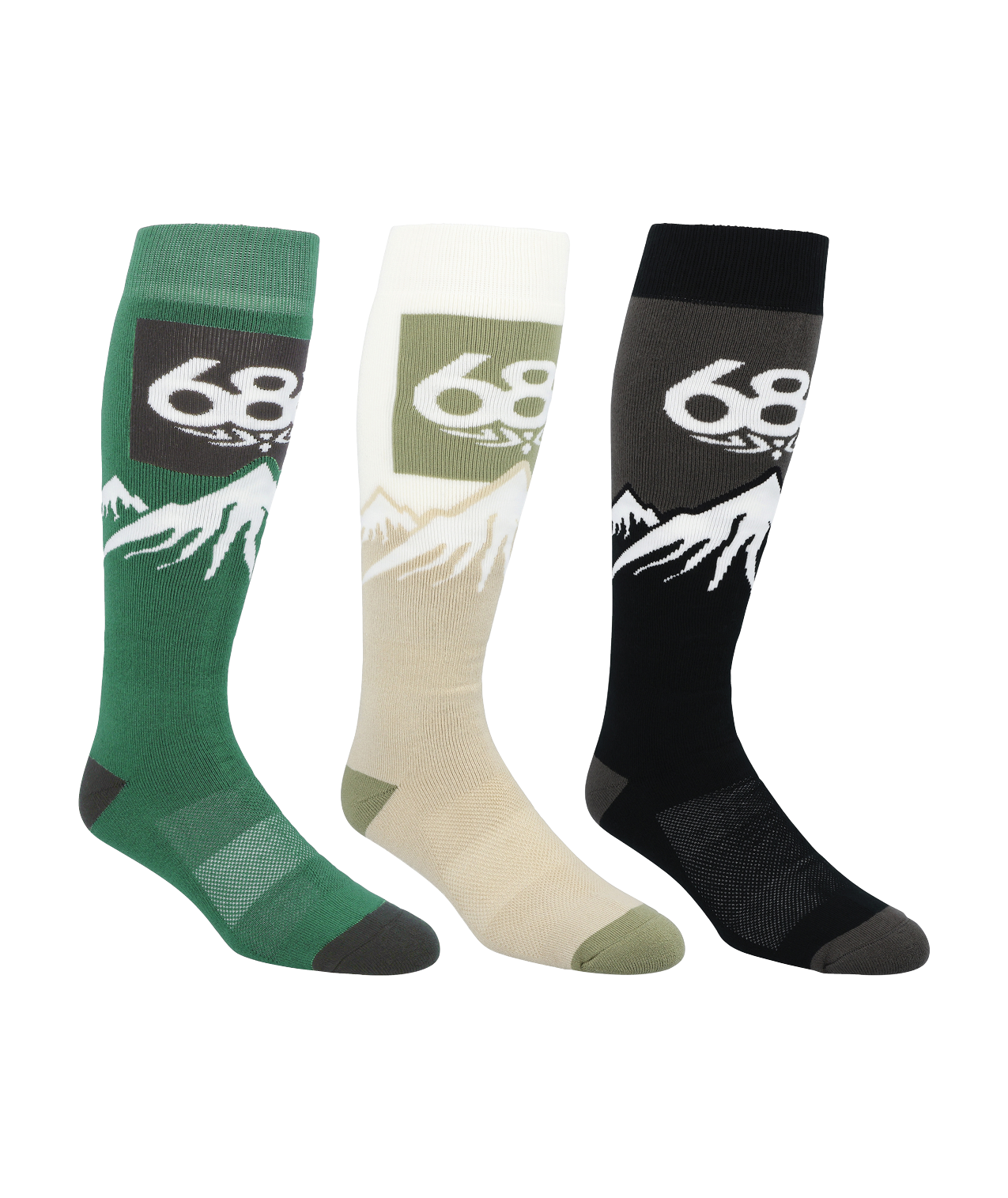 686 SNOW CAPS SOCK 3 PACK EARTH TONES 2025