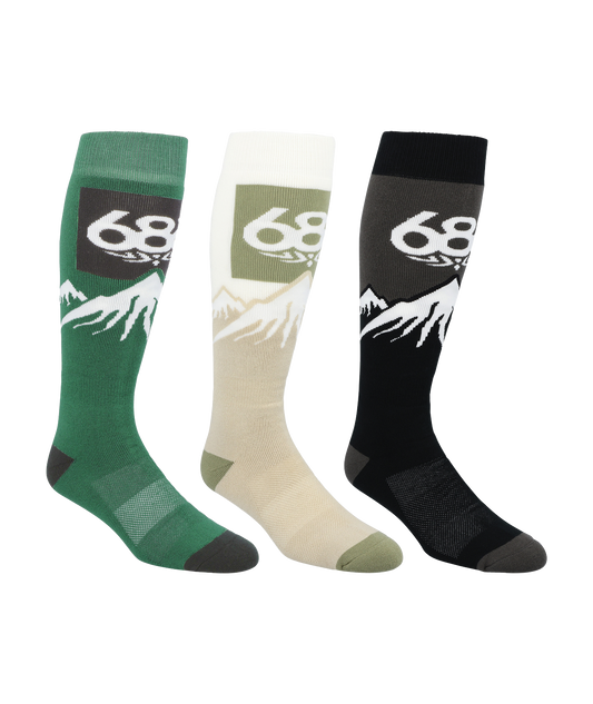 686 SNOW CAPS SOCK 3 PACK EARTH TONES 2025