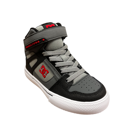 DC PURE HI TOP EV GREY/BLACK/RED