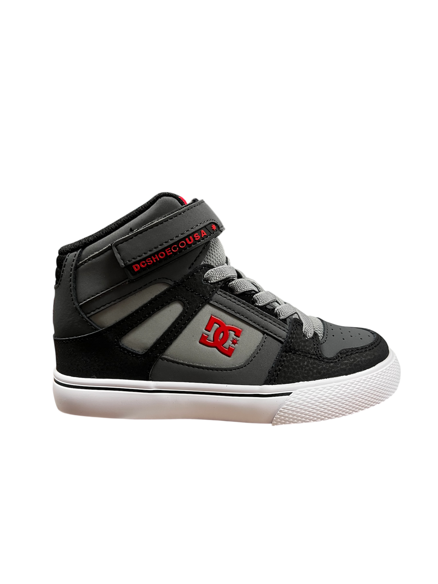 DC PURE HI TOP EV GREY/BLACK/RED